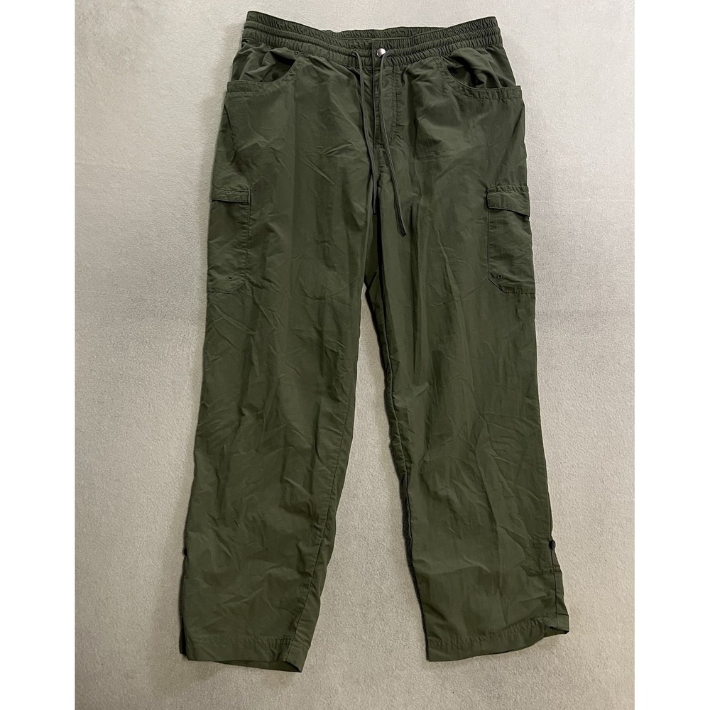 Columbia Cargo Pants Women's Size L 27L Green Elastic Waist Hiking Outdoor